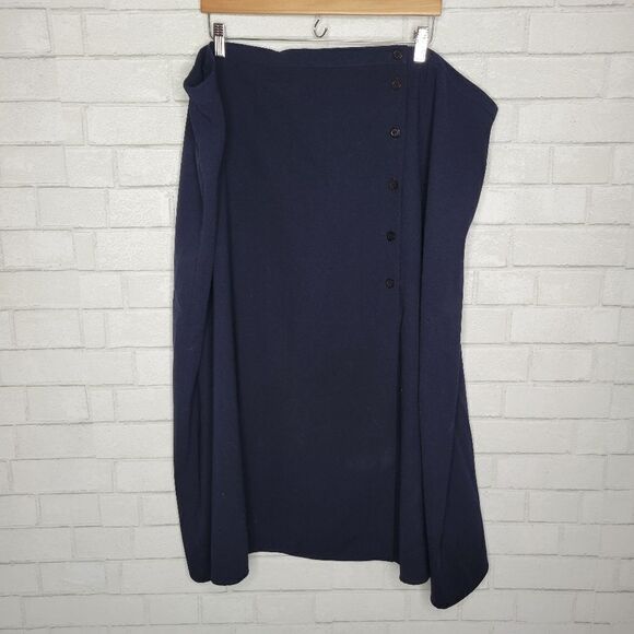 Tofy Vintage Navy Button Front Ankle Skirt - Picture 1 of 3